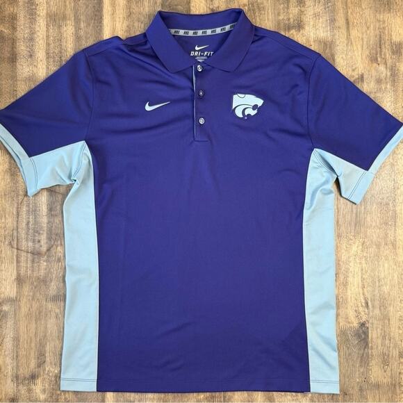 Kansas K-State Wildcats Nike Dri-Fit Embroidered Polo Shirt Purple Unisex Large - Picture 3 of 9